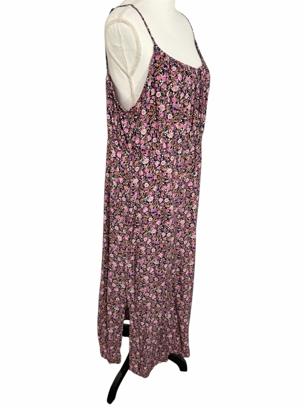 Old Navy Pink and Black Floral Maxi Dress Skirt - Picture 2 of 8